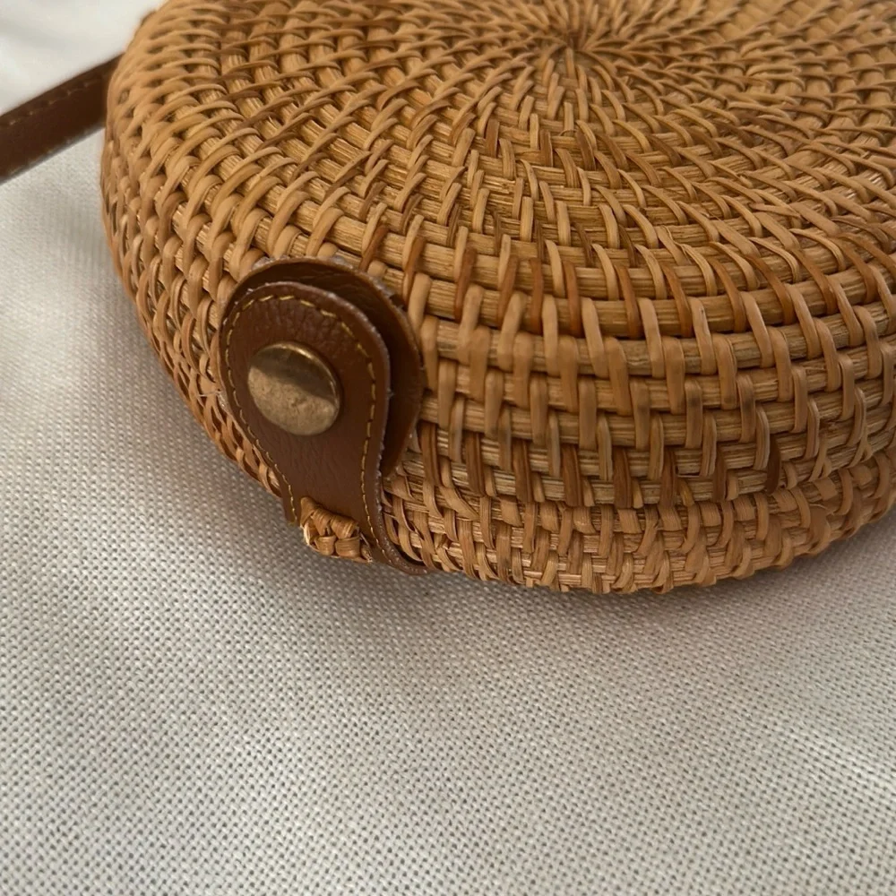 PENELOPE CASE Rattan Crossbody Bag NWT Brown 7” Scandi Girl Cottagecore Daily - Picture 9 of 10